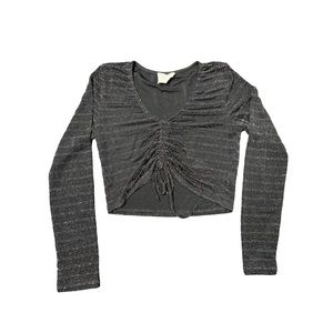 Long sleeve sparkly drawstring top